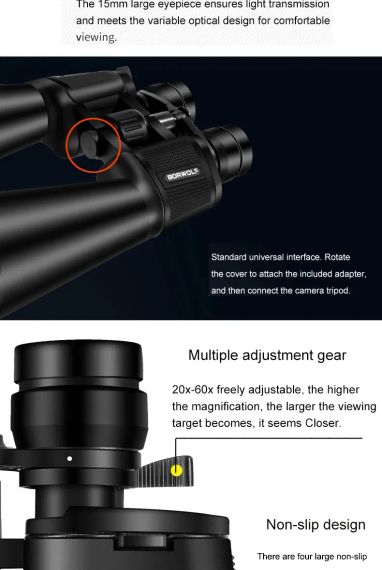 Бінокль BORWOLF 20-60X70 з високим збільшенням | Зображення 6