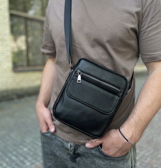 Сумка чоловіча через плече шкіряна чорна Tiding Bag IT-73302 | Зображення 5