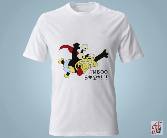 Жіноча футболка з принтом Зубастик ПІВОО б#@*!! M