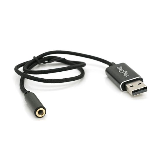 Перехідник для навушників VegGieg V-K201 USB2.0(M)-Jack3.5(F), Black