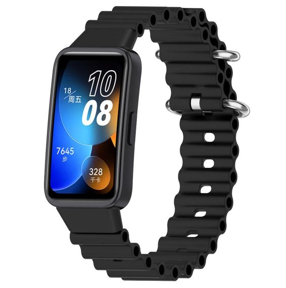 Ремінець Primo Ocean силіконовий для смарт-годинника Huawei Band 10 / Band 9 / Band 8 - Black | Зображення 1