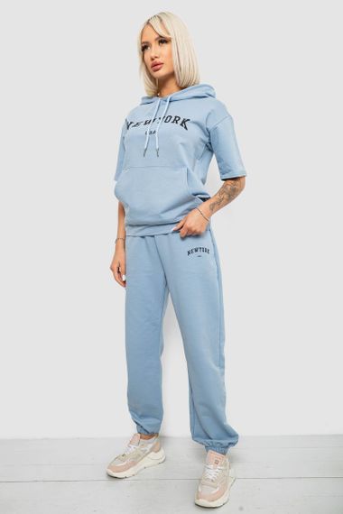 Костюм жіночий повсякденний однотонний, колір блакитний, 221R105 | Зображення 2
