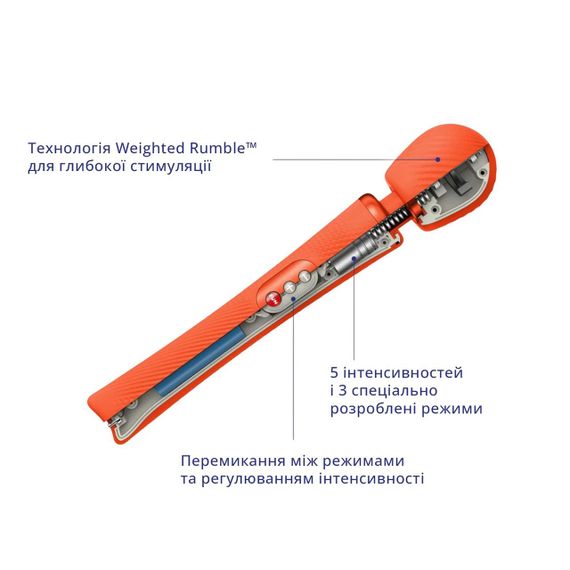 Вібромасажер Fun Factory VIM Vibrating Wand sunrise orange, суперпотужний та легкий, до 6 годин роботи | Зображення 4