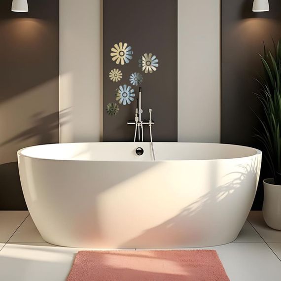 Дзеркальний декор акриловий самоклеючий Квіти срібло, 6шт (D) SW-00002519 | Зображення 4