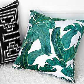 Подушка диванна з оксамиту Тропические листья 45x45 см (45BP_FLORA015)