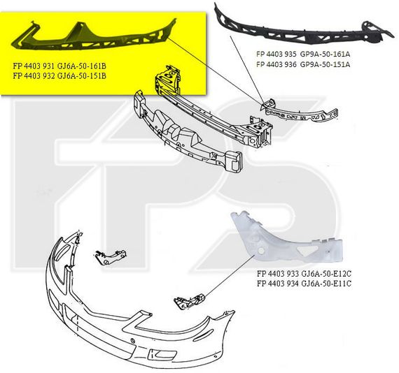 Крепеж переднего бампера Mazda 6 02-06 (1 см. рис.) (FPS) GJ6A50161B
