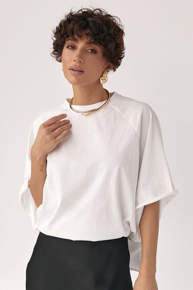 Однотонна вільна футболка з рукавами-реглан - молочний цвет, ONE SIZE (є розміри)