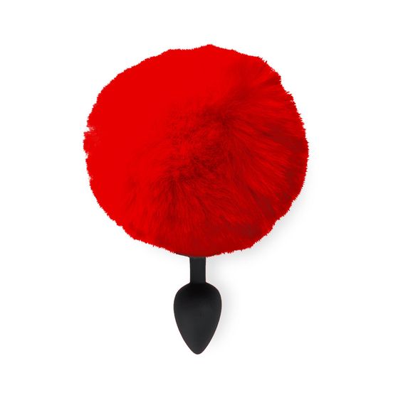 Силіконова анальна пробка М Art of Sex - Silicone Butt plug Rabbit Tail Red, діаметр 3,5 см | Зображення 1