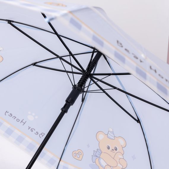 Класична дитяча парасолька-тростина напівавтомат з поліестеру міцна надійна 8 спиць діаметр 94 см Блакитний HP-23-11BL | Зображення 1