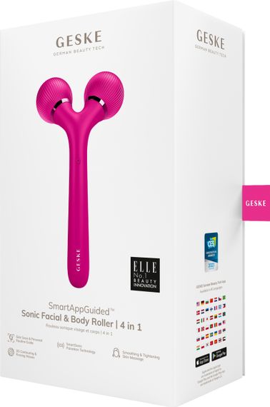 Електронний ультразвуковий ролик для обличчя та тіла GESKE Sonic Facial&Body Roller 4в1 magenta | Зображення 7