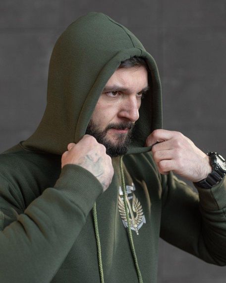 Худи CELEO на флисе  Вірний завжди олива ВТ7987 | Зображення 4