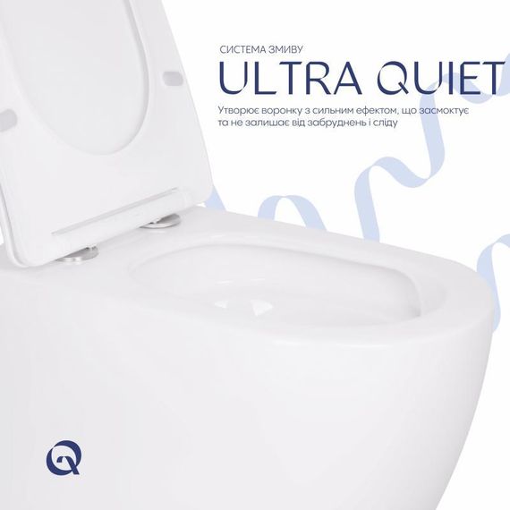 Унітаз підвісний Qtap Robin Ultra Quiet безобідковий з сідінням Soft-close 520x365x365 мм WHITE | Зображення 5