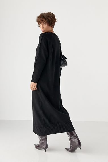 Трикотажна довга сукня вільного фасону - чорний цвет, ONE SIZE (є розміри) | Зображення 1