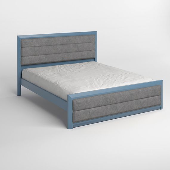 Полуторне дерев&#039;яне ліжко Mebigrand Барселона Б5 Сіро-синій (S7010R90B)/Аляска 93 (Сірий) 120х200 см (MBG-14297) | Зображення 1