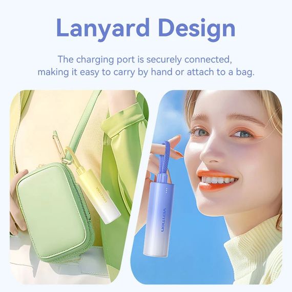 УМБ Vention 5000mAh 20W PD, USB-C In/Out, Lightning In/Out, with cable, Gradient Yellow | Зображення 5