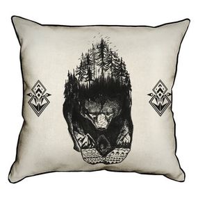 Подушка с мешковины Лесной медведь 45x45 см (45PHB_TFL001_BL)