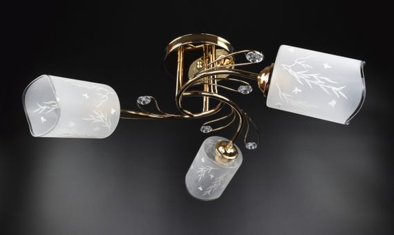 Люстра стельова на 3 лампочки 25567 Золото 23х54х54 см. | Зображення 1