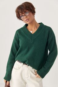 В'язаний однотонний пуловер вільного фасону - зелений цвет, ONE SIZE (є розміри)