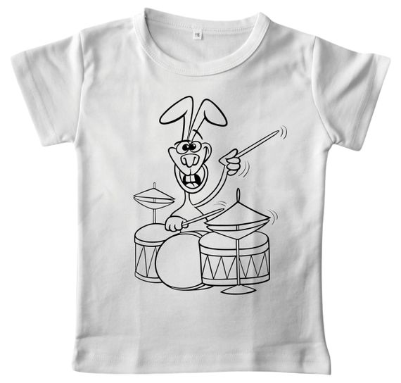 Детский набор для творчества Футболка раскраска "Заяц барабанщик" белая 146 | Зображення 4