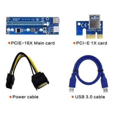 Райзер PCI-E x1 to 16x 60cm USB 3.0 Cable SATA to 6Pin Power v.006C Dynamode (RX-riser-006c 6 pin) (RX-riser-006c 6 pin) | Зображення 3