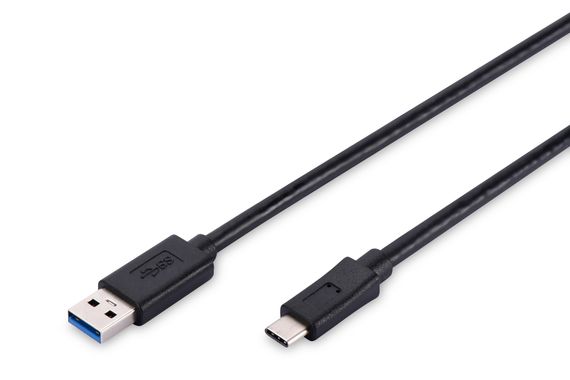 Кабель ASSMANN USB 3.0 (AM/Type-C) 1.0m, black (AK-300136-010-S) | Зображення 1