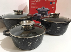 Набір каструль Top Kitchen 3 шт із гранітним покриттям XPRO TK00021 чорний (24755-TK00021_1659)