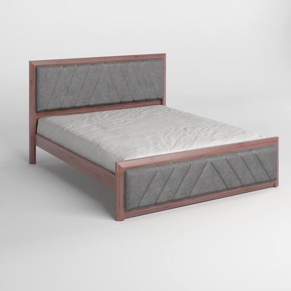 Двоспальне дерев'яне ліжко Mebigrand Барселона Б2 Горіх лісний/Аляска 93 (Сірий) 140х190 см (MBG-13494) | Зображення 1