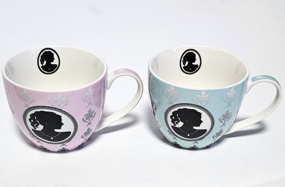 Чайний набір "Силует" 2 чашки (рожева+бірюзова) 280мл з блюдцями | Зображення 1