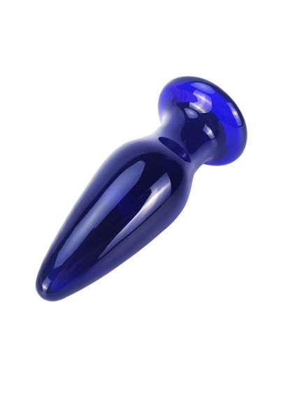 Скляна анальна пробка із вібрацією ToyJoy Buttocks конічної форми, синя Sex Aura | Зображення 1