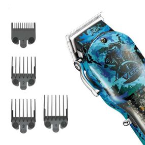 Машинка для стрижки волосся акумуляторна з 4 насадками та LED дисплеєм VGR V-685 Чорна