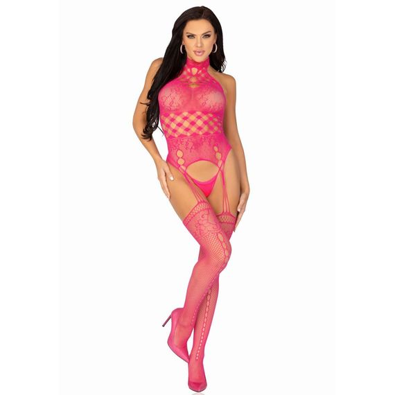 Комбинезон в крупную сетку Leg Avenue, розовый O\S sexstyle