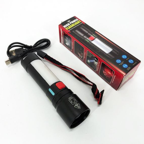 Фонарь для дома с зарядкой от розетки 611-TG+COB(white+red), Тактический фонарь на аккумуляторе с юсб WS-92 | Зображення 5