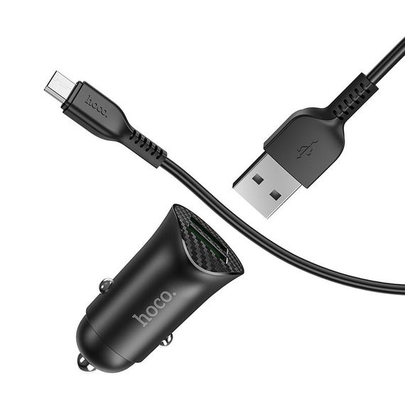 АЗП Hoco Z39 Farsighted QC3.0 18W (2USB-A) + кабель USB to MicroUSB Чорний | Зображення 4