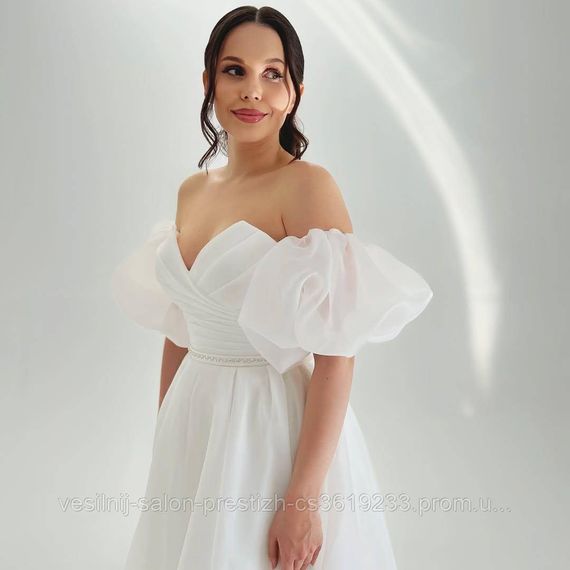 Весільна сукня з органзи, буфи | Зображення 2