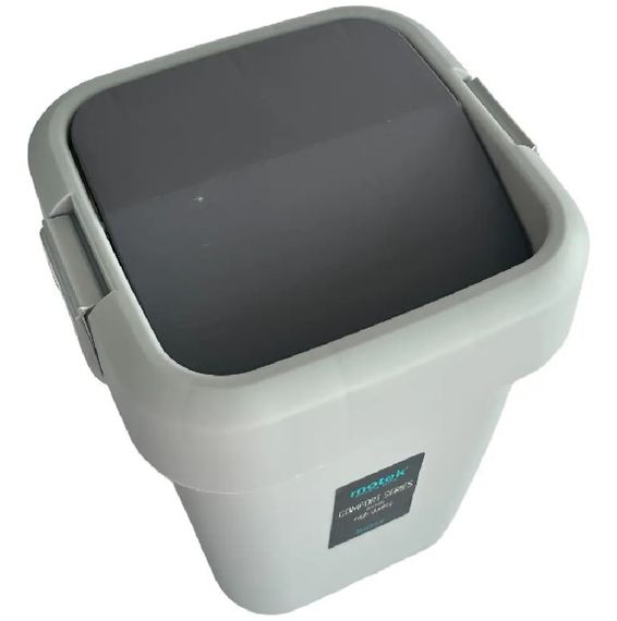 Відро для сміття Motek на 8 л з поворотною кришкою 22.5х22.5х30 см Сіре (COB-410) | Зображення 1