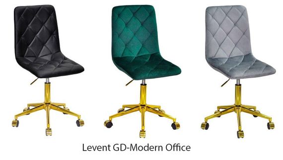 Стілець майстра Levent GD-Modern Office на золотій хрестовині-опорі з колесами, м'яка оббивка