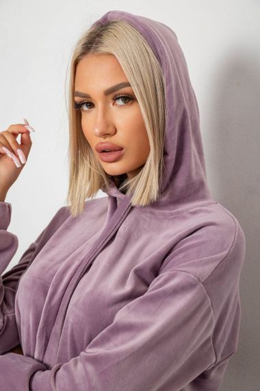 Спортивный костюм женский велюровый, цвет пудровый, 241R1530-5 | Зображення 5