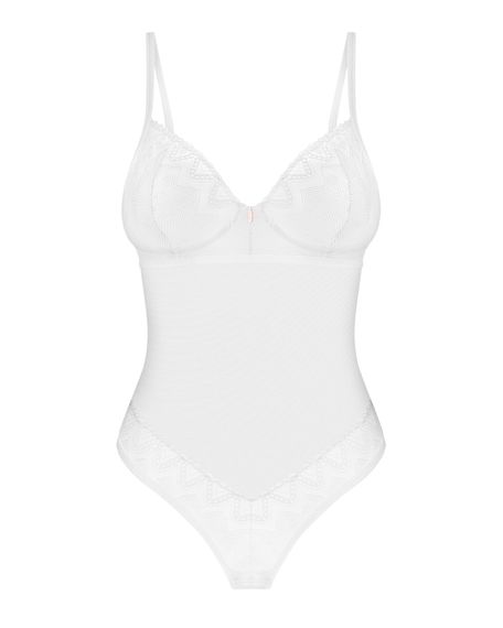 Боді Obsessive Alissium Teddy White, XL/2XL, ліф з м’якою чашкою, високі вирізи для ніг | Зображення 4