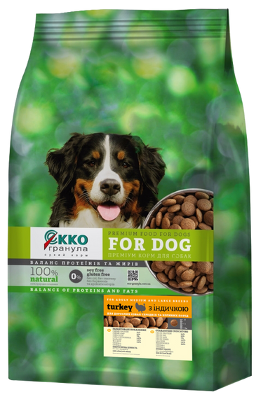 Сухий корм Екко гранула преміум для собак середніх та великих порід з індичкою, шайба 5кг