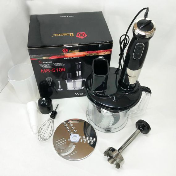 Блендер для кухні подрібнювач з чашею Domotec MS-5106 800 W, Кухонний занурювальний блендер з насадками UA-83 | Зображення 2