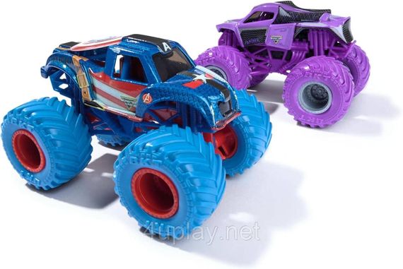 Подарунковий набір металевих монстр-траків Monster Jam Marvel Капітан Америка, Чорна Пантера | Зображення 2