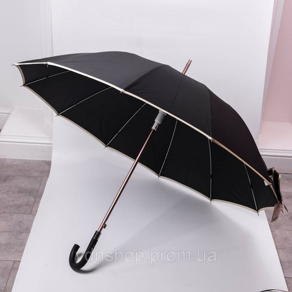 Класична парасолька-тростина з чохлом напівавтомат з поліестеру міцна надійна 12спиць діаметр 120 см Чорний HP-23-16B | Зображення 5