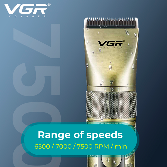 Аккумуляторная машинка для стрижки VGR V-659, 5 насадок, регулировка мощности, IPX7, LED дисплей | Зображення 3