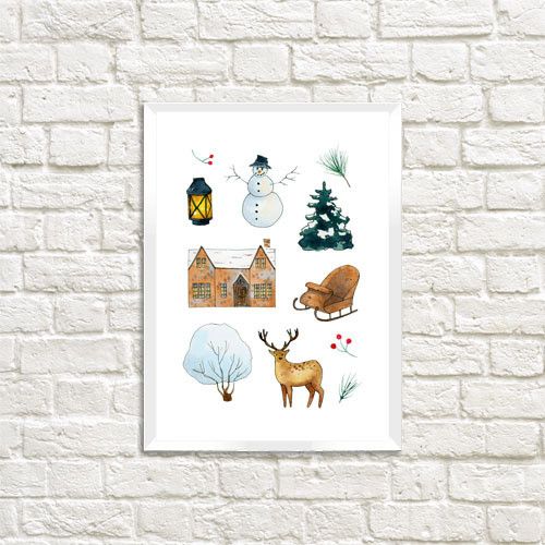 Постер в рамці Зима 21х30см, A4 (WMT4_23NY010_WH)