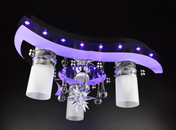 Люстра стельова Космос з кольоровим LED підсвічуванням та авто відключенням з пультом 25180 Чорний 20х50х50 см. | Зображення 5