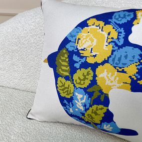 Подушка с мешковины Вышивка Птица 45x45 см (45PHB_23J001)
