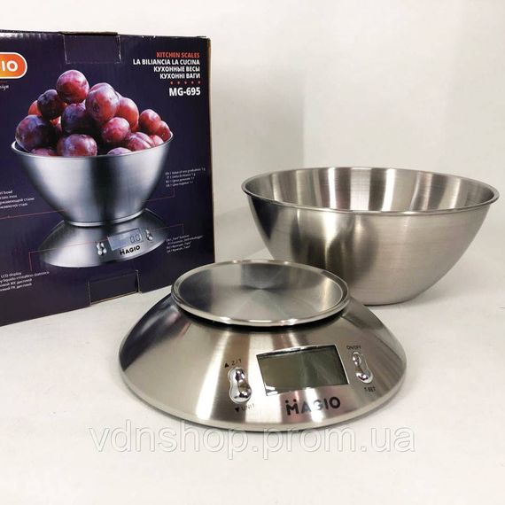 Кухонні електронні ваги на батарейці MAGIO, Ваги побутові кухонні з мірною чашею UF-80 | Зображення 1