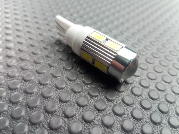 Лампа світлодіод б/ц 12V W5W T10 10SMD (56 х 30) з лінзою біла | Зображення 1