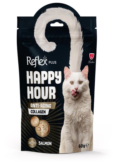 Лакомство с лососем и коллагеном для стареющих котов Reflex Plus Happy Hour, 60 гр