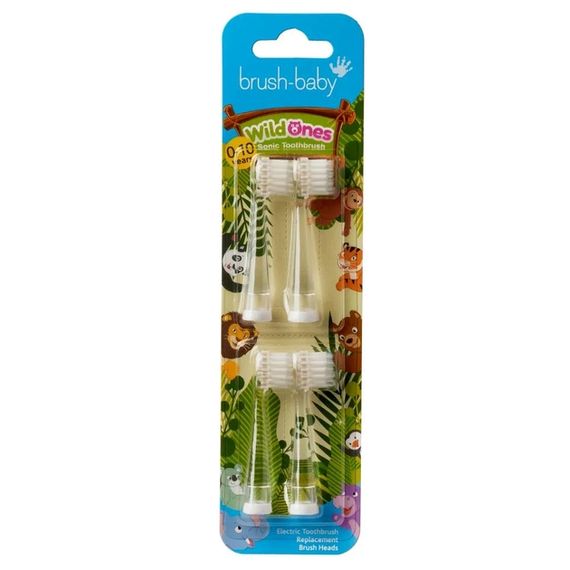 Змінні насадки до щітки Brush-Baby Sonic Toothbrush WildOnes (від 0 до 10 років) (4 шт.)